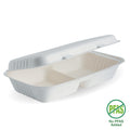 28x16x7cm / 11.6x6x3" 2-Compartment White Plant Fibre Clamshell