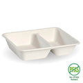 2-Compartment White Plant Fibre Takeaway Base