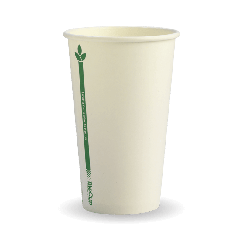 350ml / 12oz (80mm) White Green Line Single Wall BioCup