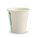 230ml / 6oz (80mm) White Green Line Single Wall BioCup
