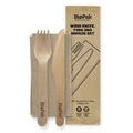 16cm Coated Wood Knife, Fork & Napkin Set