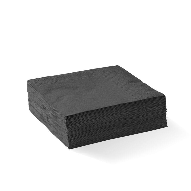 2-Ply Black Corner Embossed Cocktail BioNapkin