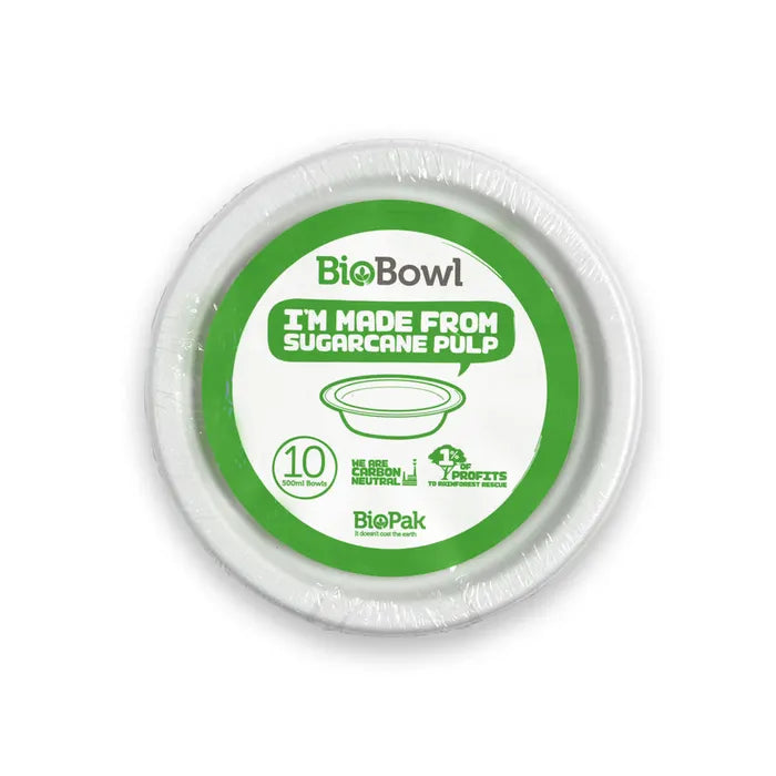 10 Pack - 470ml / 16oz White Plant Fibre BioBowl