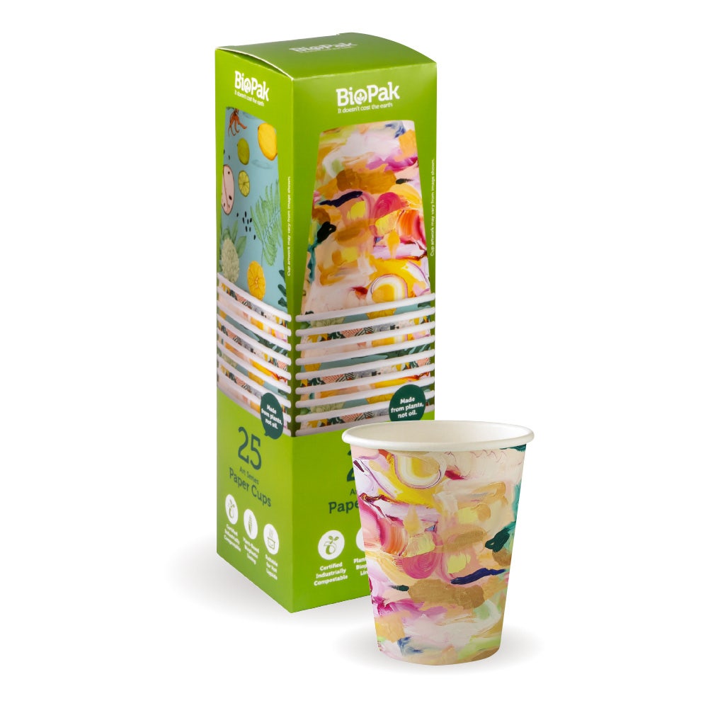 25 Pack - 295ml / 8oz (90mm) Art Series Single Wall BioCup